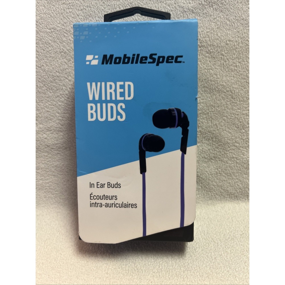 MobileSpec Stereo Buds with Mic MBS10113 Wired Ear Buds with‎ Blue Cord